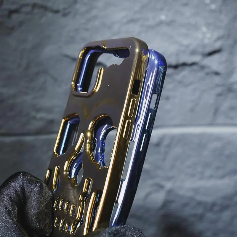 Plating 3D Skeleton Skull Hole Phone Case For iPhones