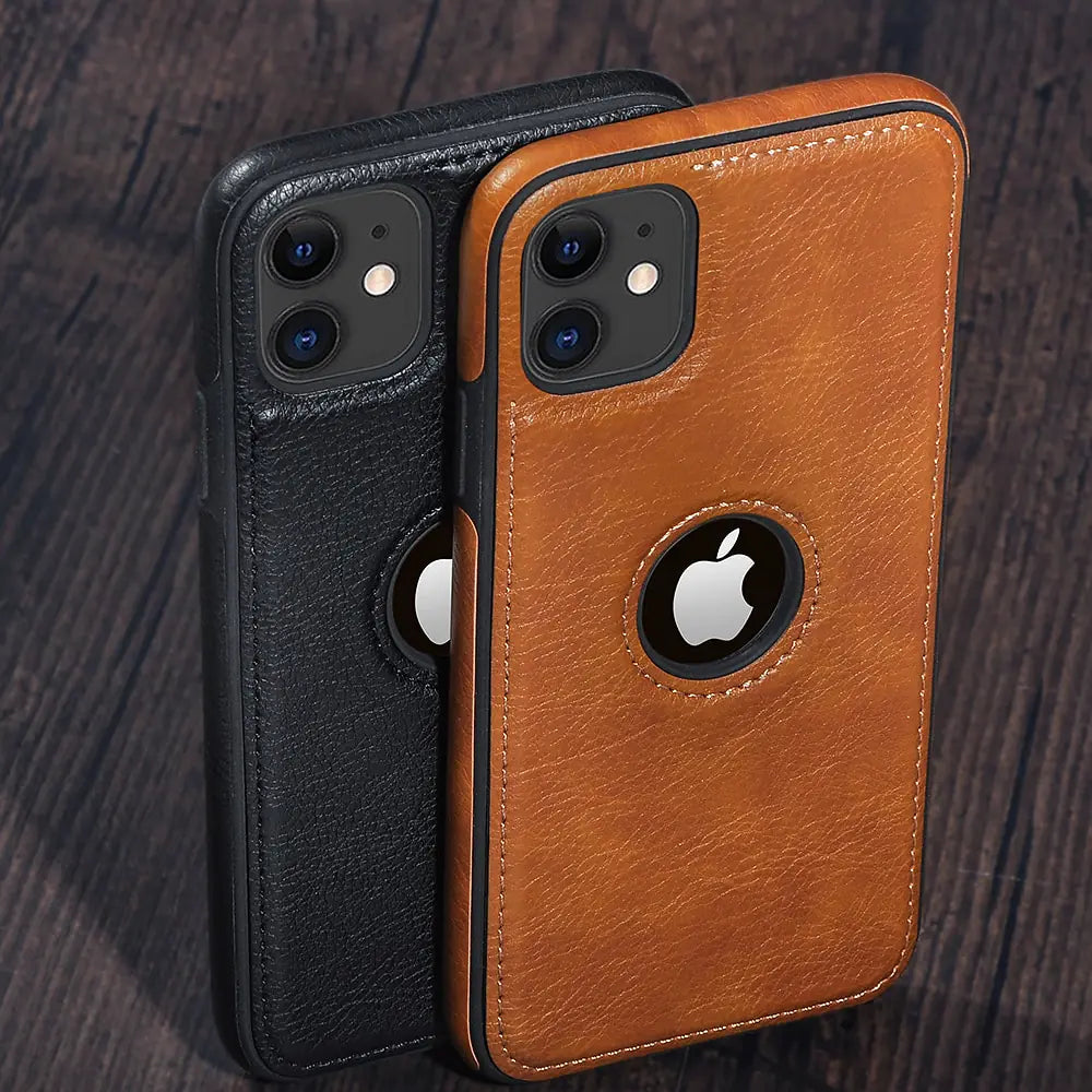 Solid Color PU Leather Case For iPhones